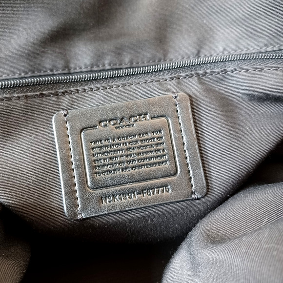 Coach Ava Chain Tote Black Pebbled Leather Large Purse Gold - Picture 11 of 12